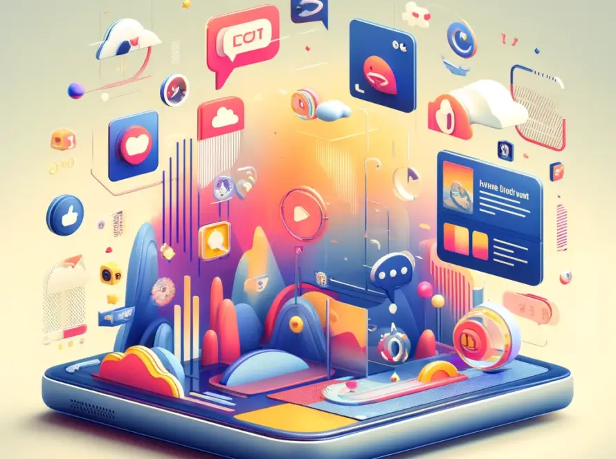 Tendances du Motion Design sur les Réseaux Sociaux en 2024 The image should depict vibrant, an